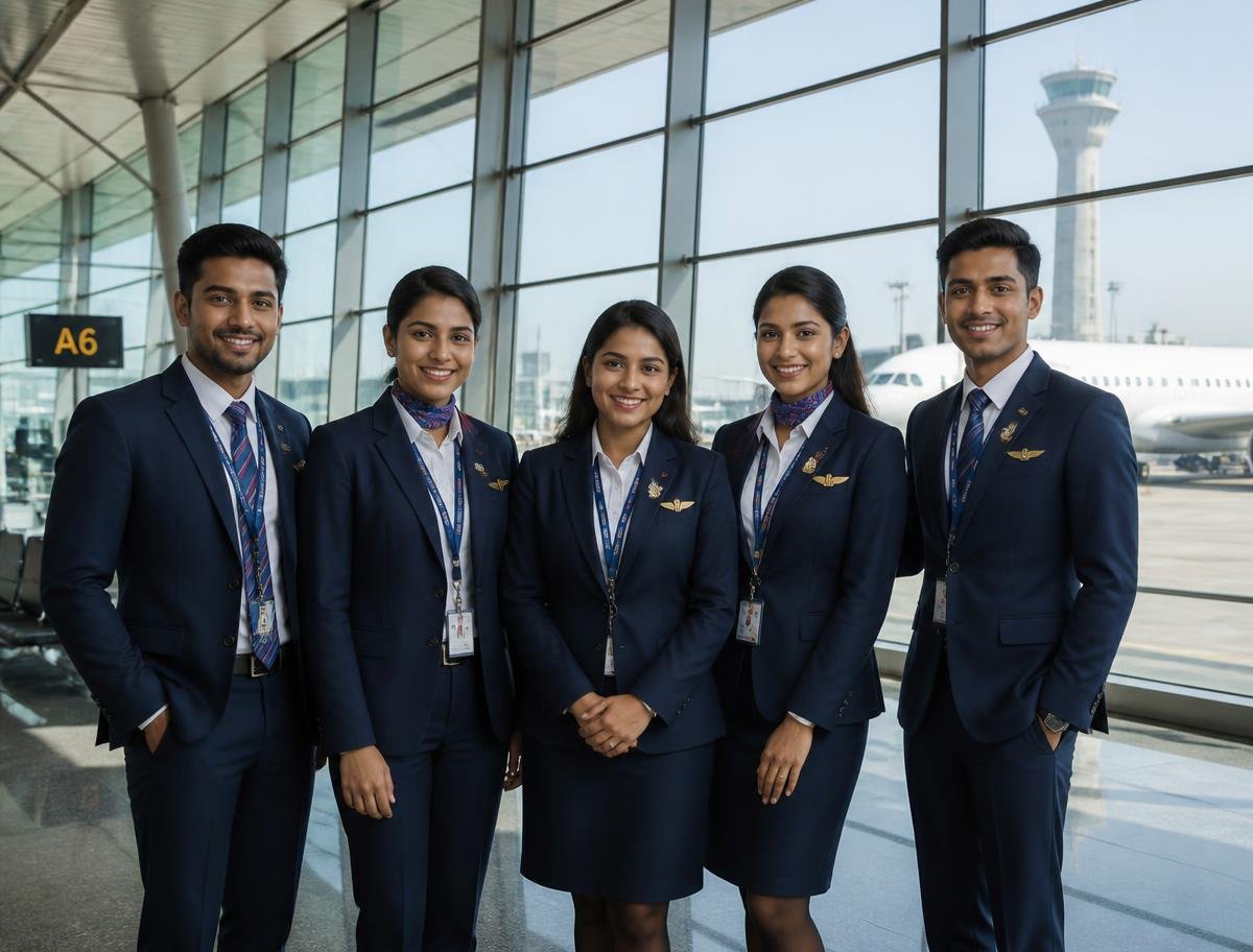 Airport Recruitment India professional team at the airport terminal